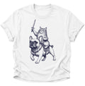 Katzenritter auf Bulldogge Unisex T-Shirt Weiß - PINE & RIVER