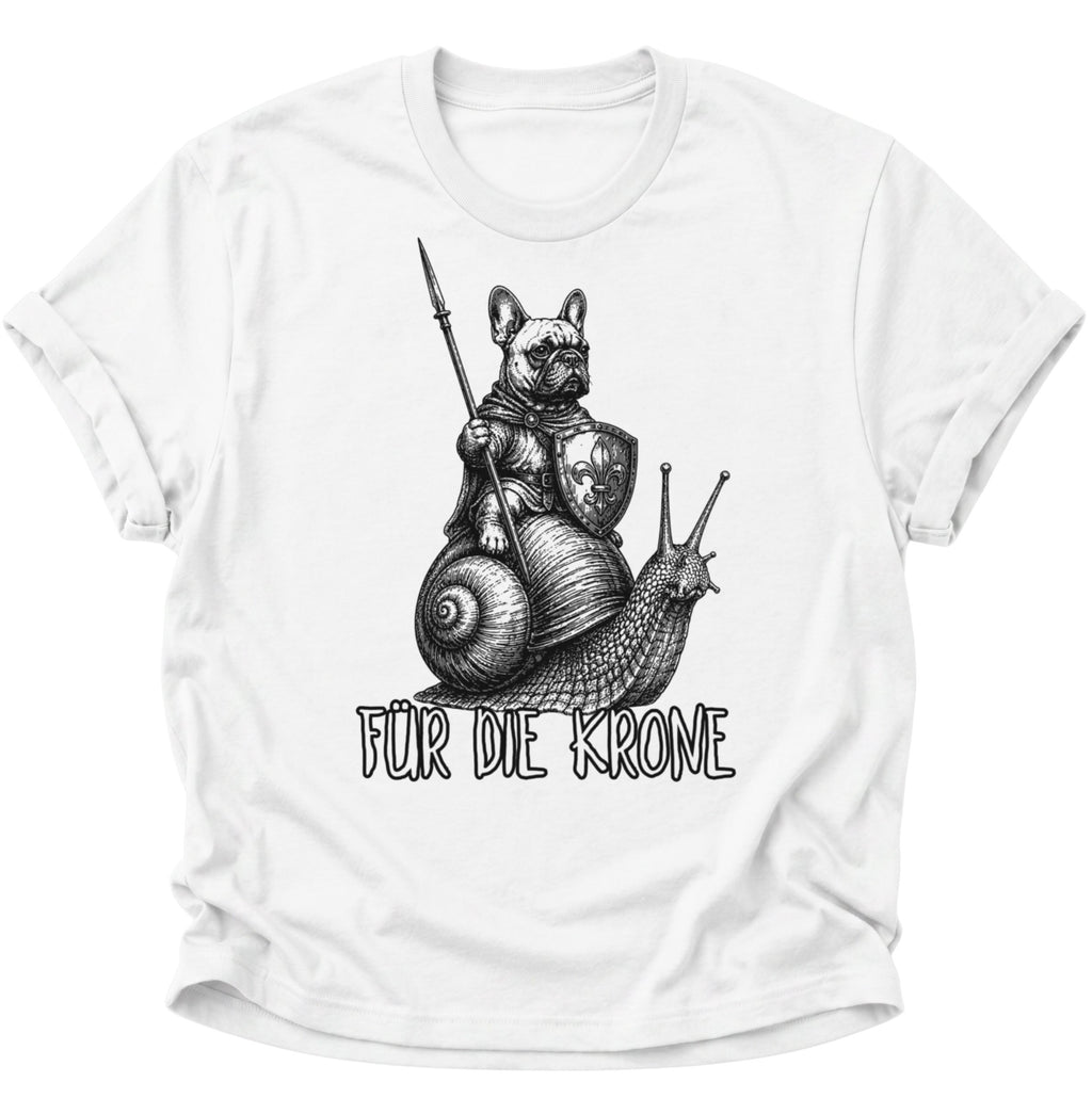 Bulldoggenritter auf Schnecke Unisex T-Shirt Weiß - PINE & RIVER