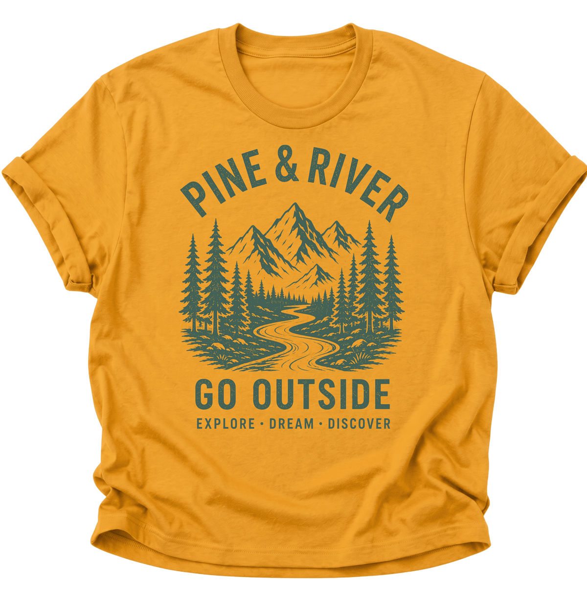 Pine & River Go Outside Unisex T-Shirt Gelb - PINE & RIVER
