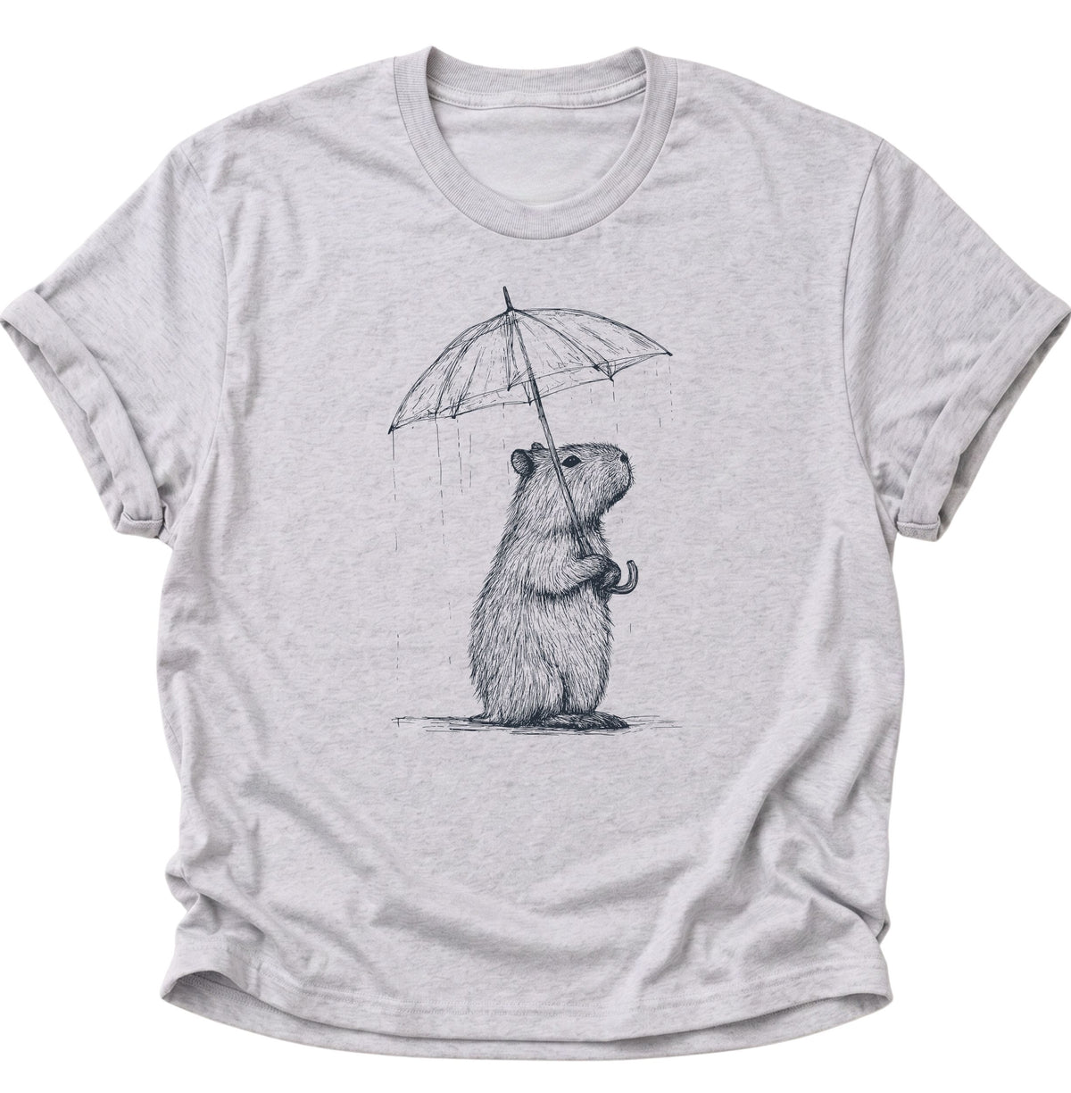 Capybara mit Regenschirm Unisex T-Shirt Ash Grey - PINE & RIVER