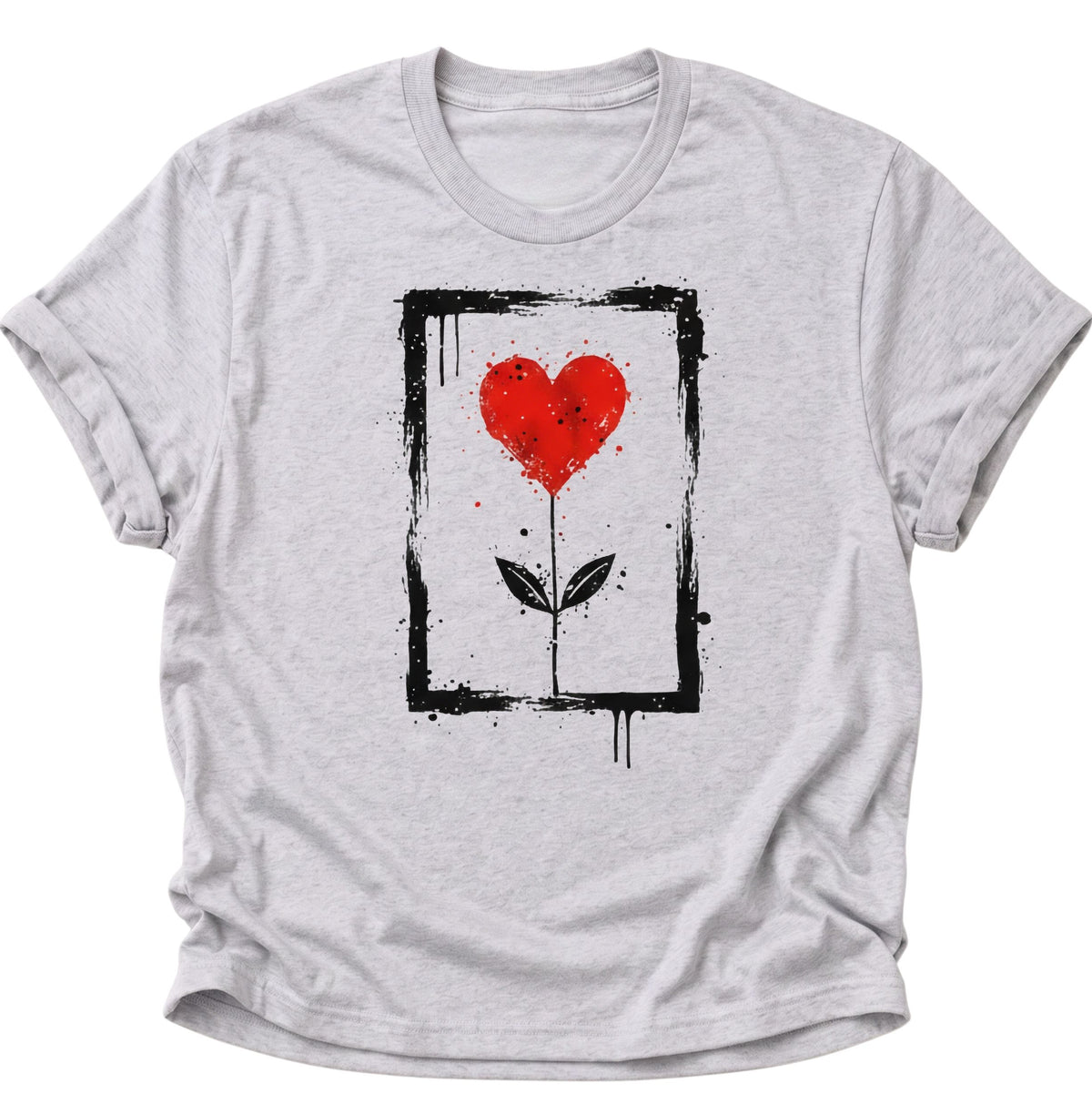 Herz Blume Unisex T-Shirt Ash Grey - PINE & RIVER