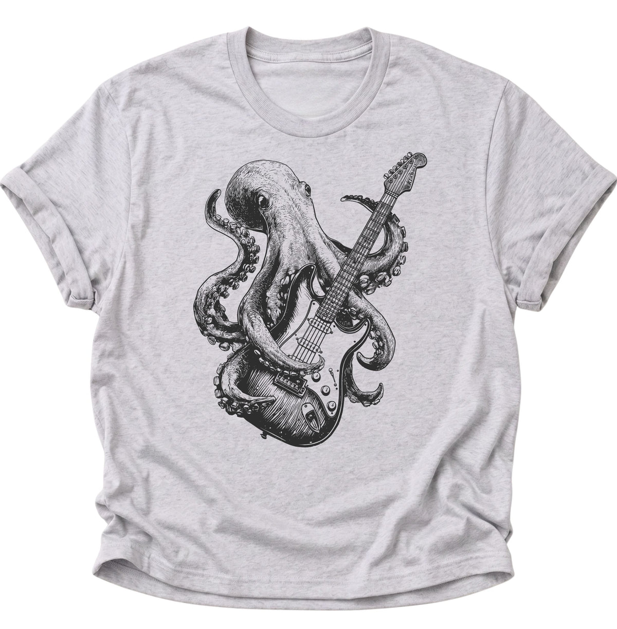 Kraken E-Gitarre Unisex T-Shirt Ash Grey - PINE & RIVER