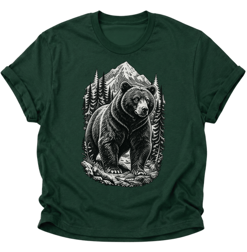Bär in den Bergen Unisex T-Shirt Forest Green - PINE & RIVER