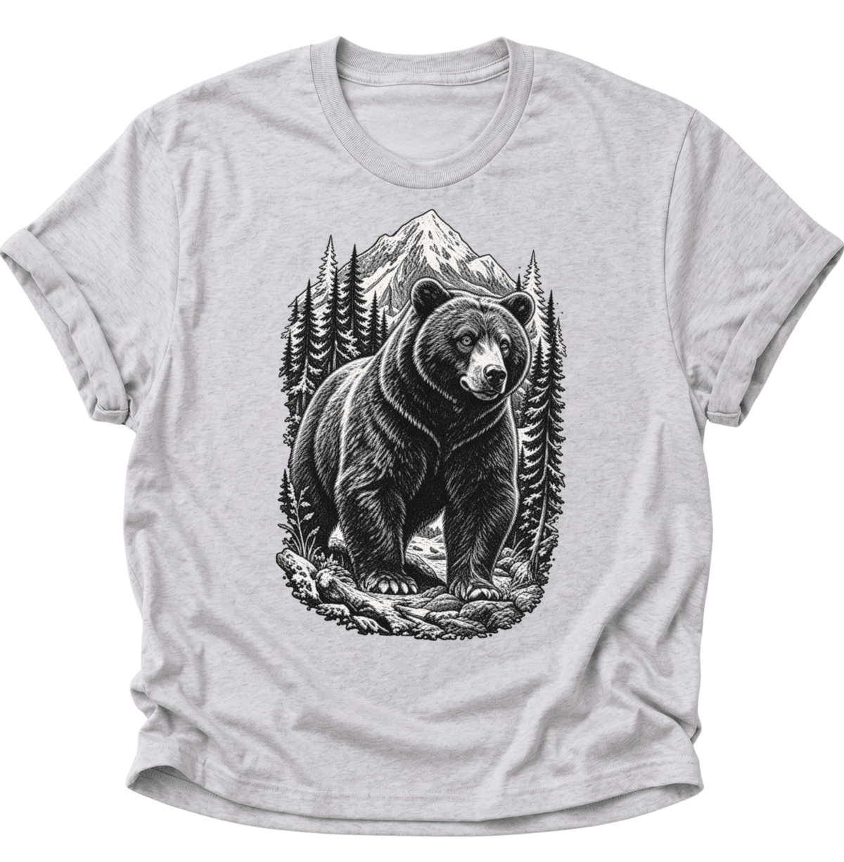Bär in den Bergen Unisex T-Shirt Ash Grey - PINE & RIVER