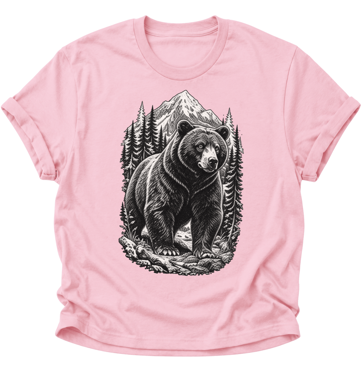 Bär in den Bergen Unisex T-Shirt Light Pink - PINE & RIVER