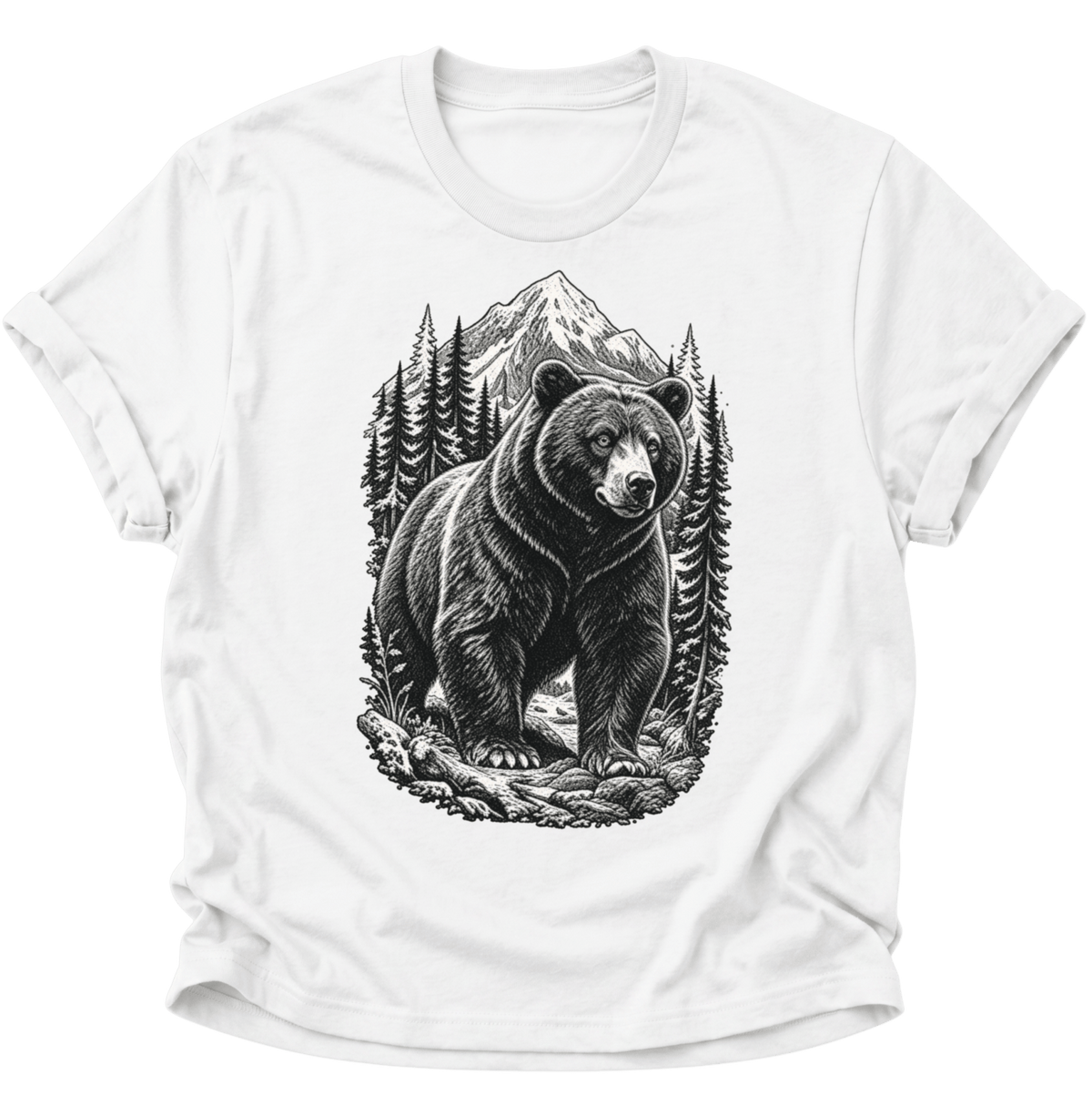Bär in den Bergen Unisex T-Shirt Weiß - PINE & RIVER