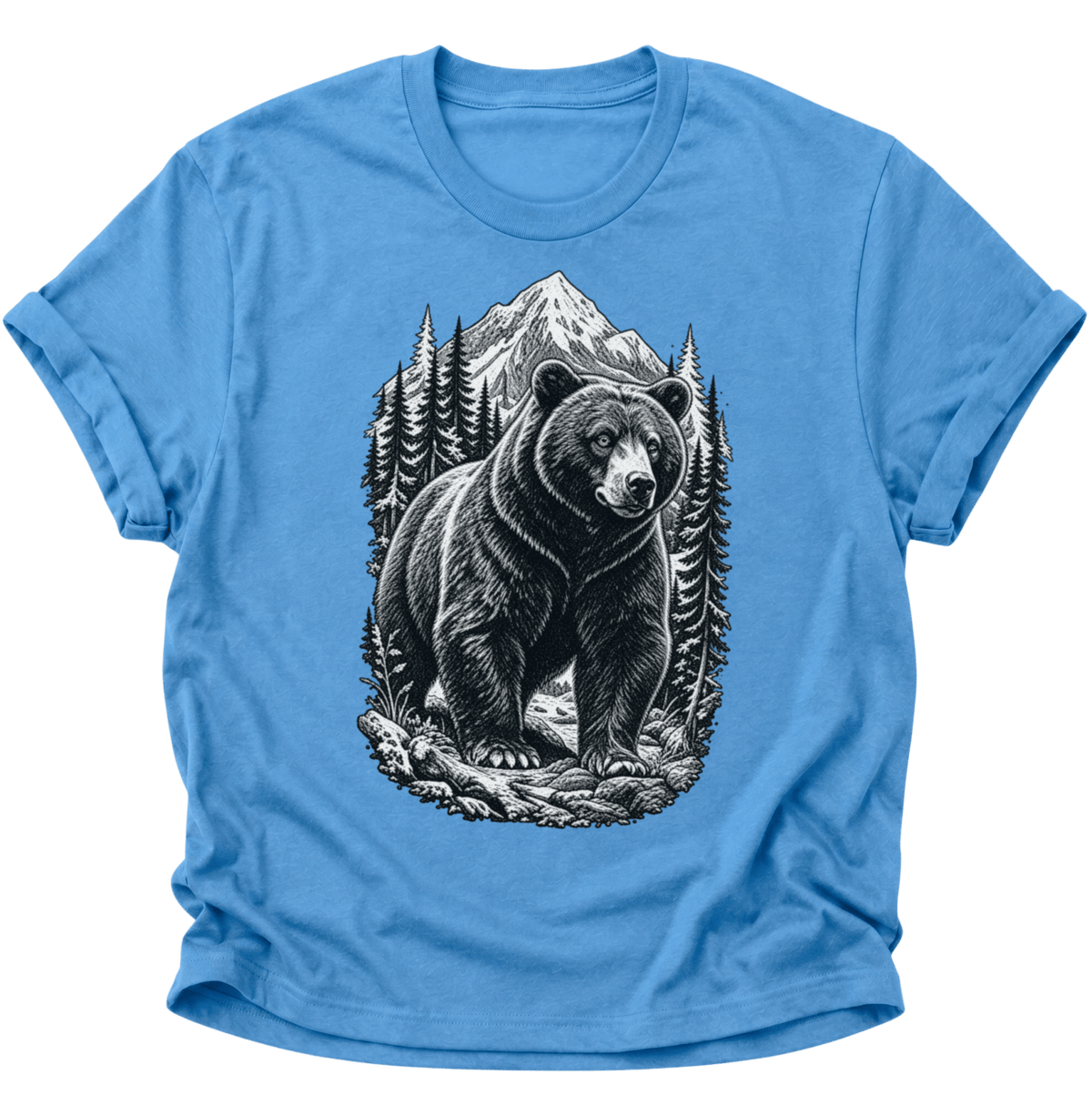 Bär in den Bergen Unisex T-Shirt Gelb - PINE & RIVER