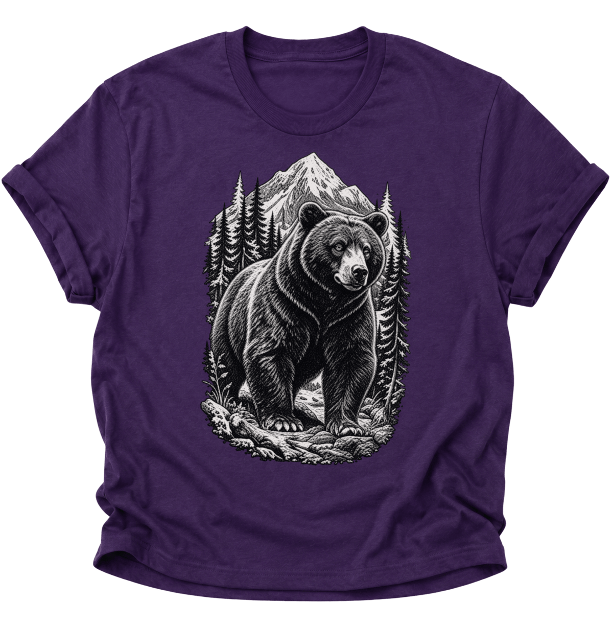 Bär in den Bergen Unisex T-Shirt Purple - PINE & RIVER