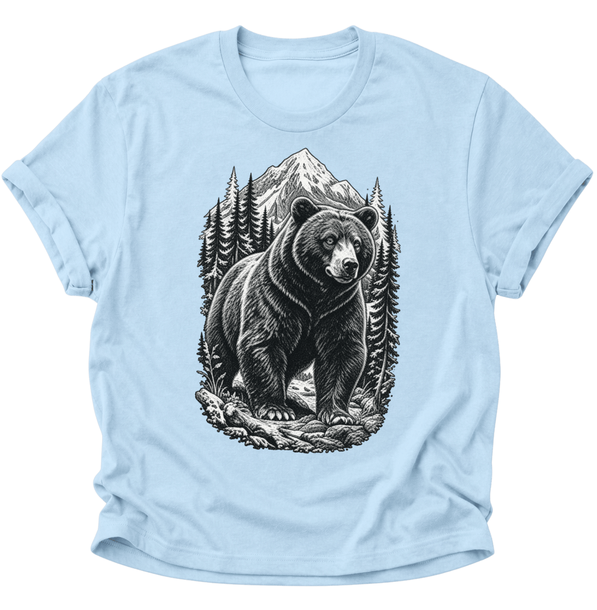 Bär in den Bergen Unisex T-Shirt Light Blue - PINE & RIVER