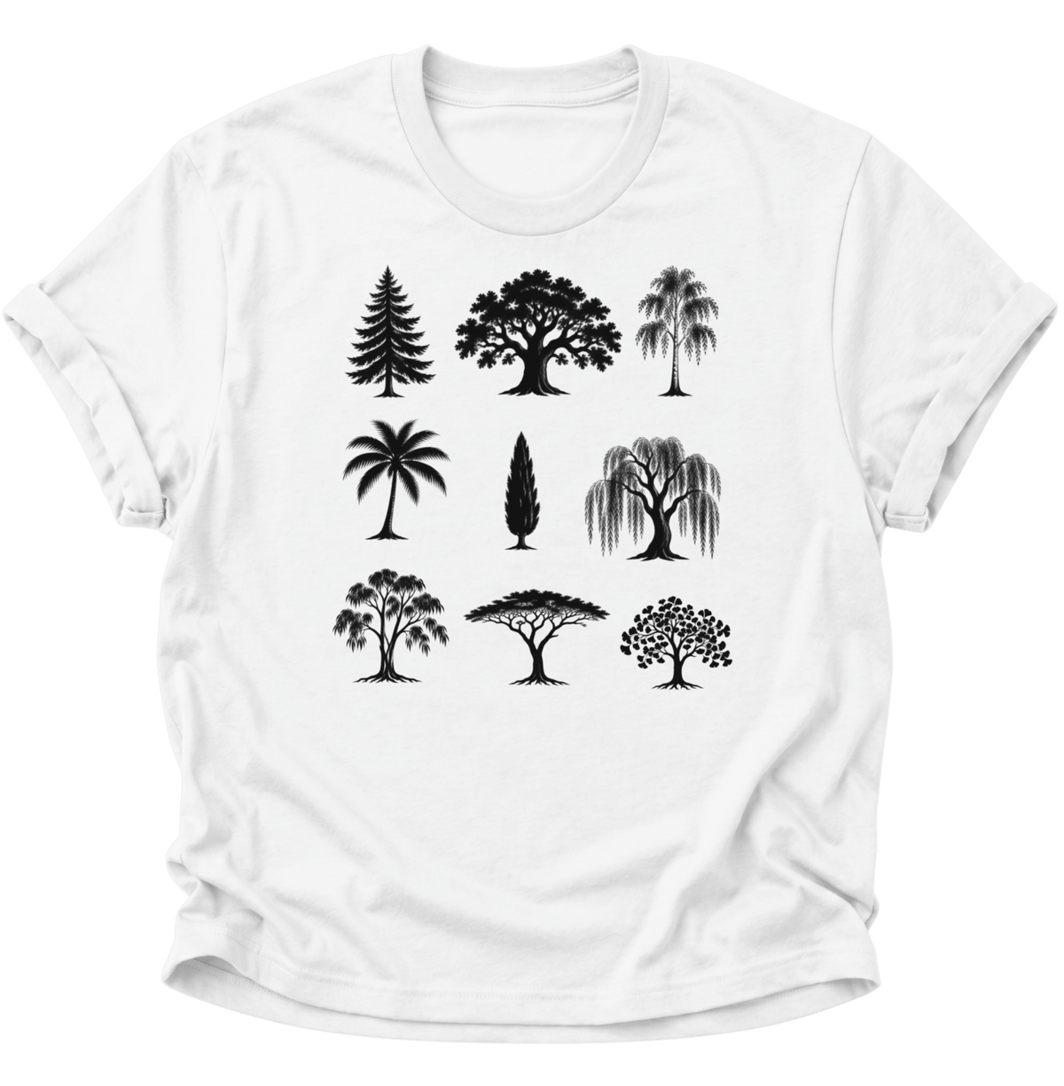 Bäume der Welt Silhouetten Unisex T-Shirt Weiß - PINE & RIVER