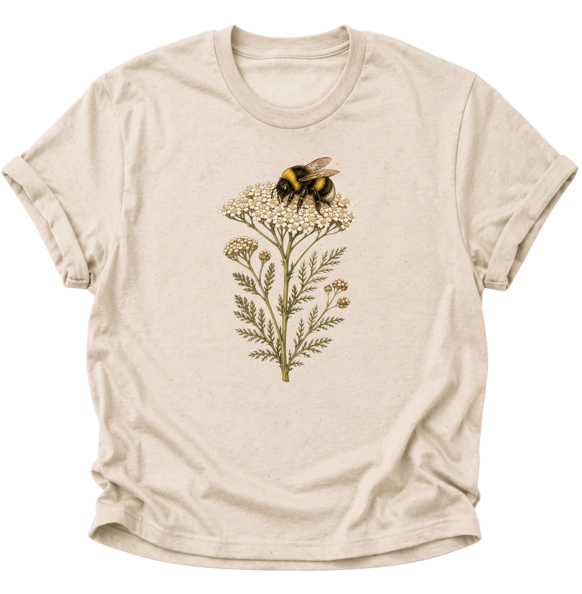 Biene mit Schafgarbe Unisex T-Shirt Sand - PINE & RIVER