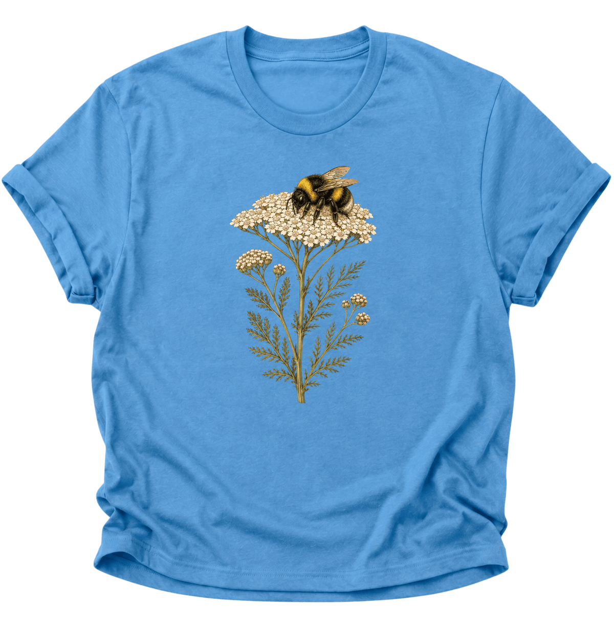 Biene mit Schafgarbe Unisex T-Shirt Carolina Blue - PINE & RIVER