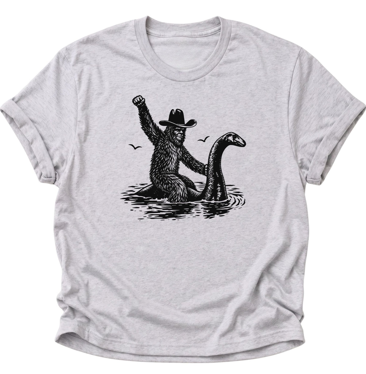 Bigfoot reitet Nessie Unisex T-Shirt Ash Grey - PINE & RIVER