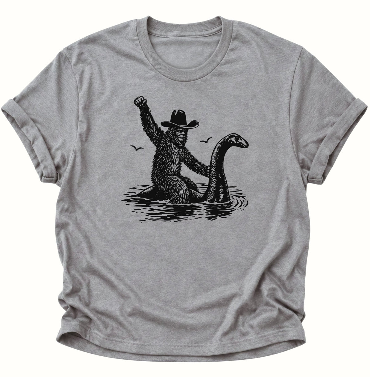 Bigfoot reitet Nessie Unisex T-Shirt Sport Grey - PINE & RIVER