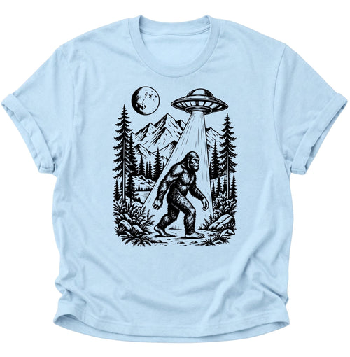 Bigfoot UFO Sasquatch Unisex T-Shirt Light Blue - PINE & RIVER