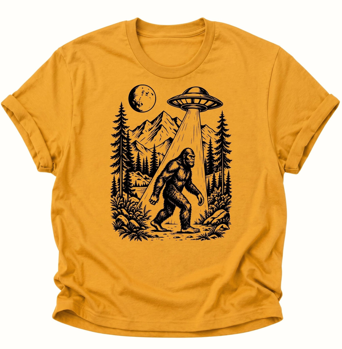 Bigfoot UFO Sasquatch Unisex T-Shirt Gelb - PINE & RIVER