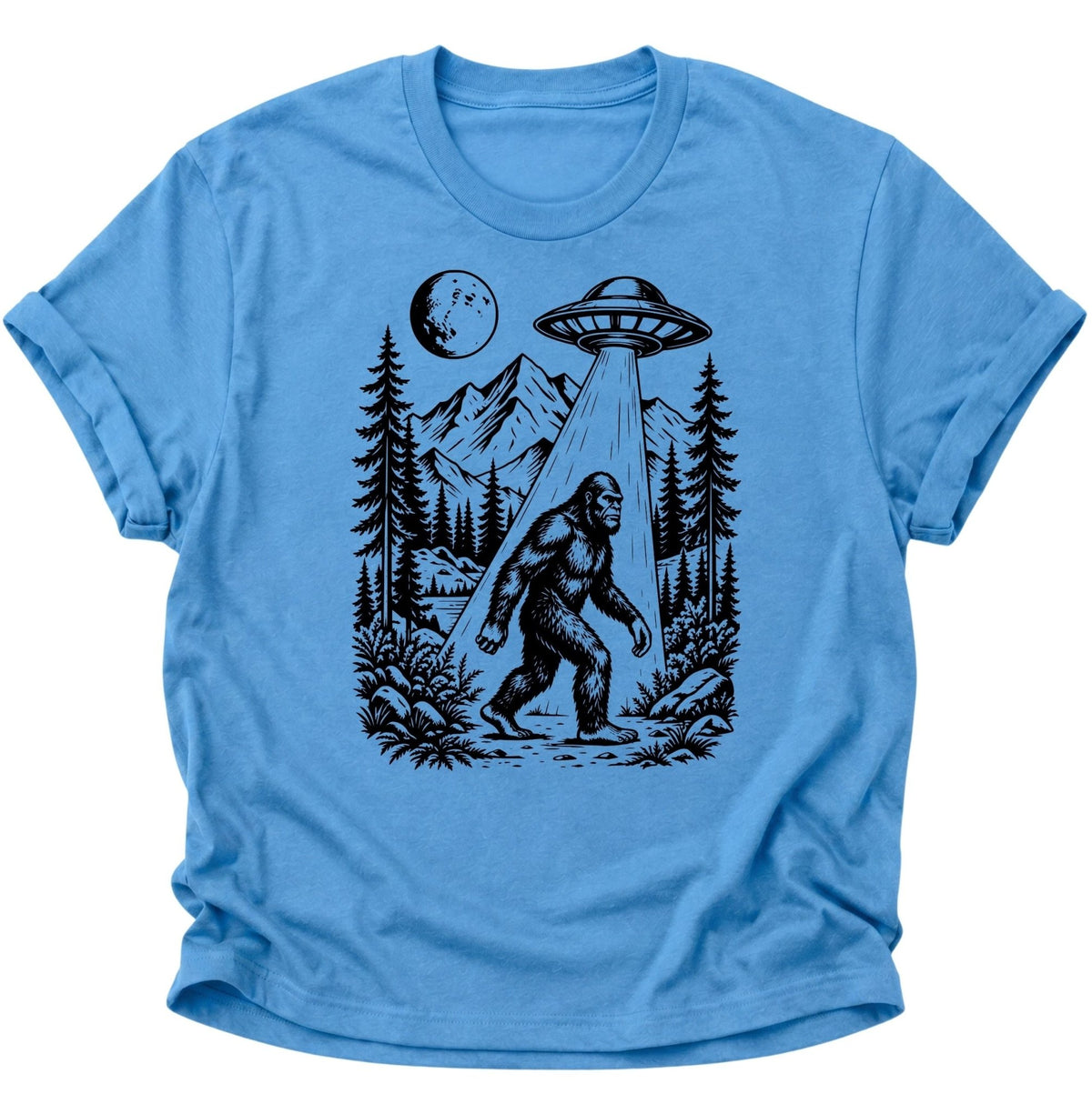 Bigfoot UFO Sasquatch Unisex T-Shirt Carolina Blue - PINE & RIVER