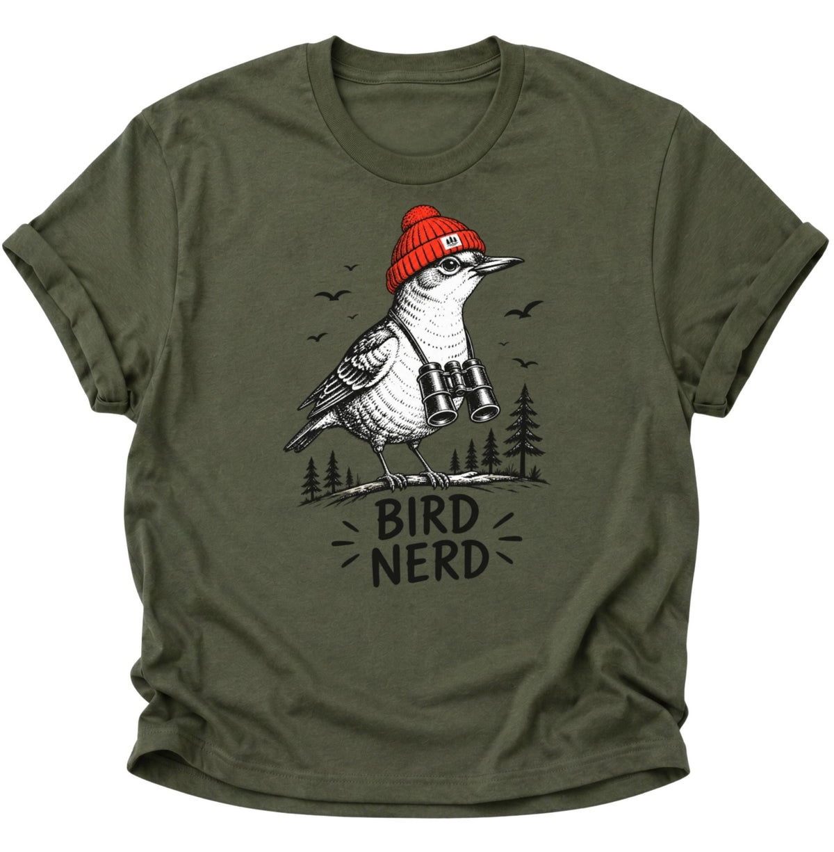 Bird Nerd Birdwatching Unisex T-Shirt Military Green - PINE & RIVER