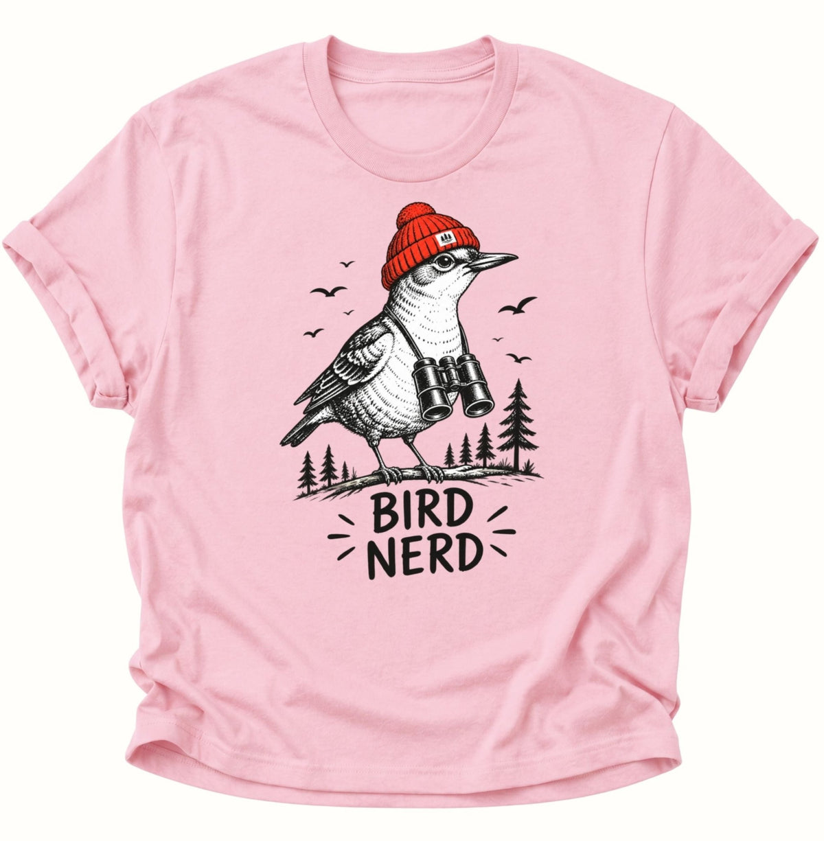 Bird Nerd Birdwatching Unisex T-Shirt Light Pink - PINE & RIVER