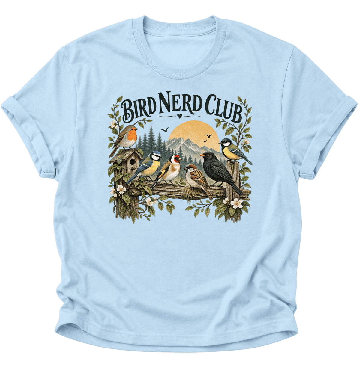 Bird Nerd Club Gartenvögel Unisex T-Shirt Light Blue - PINE & RIVER