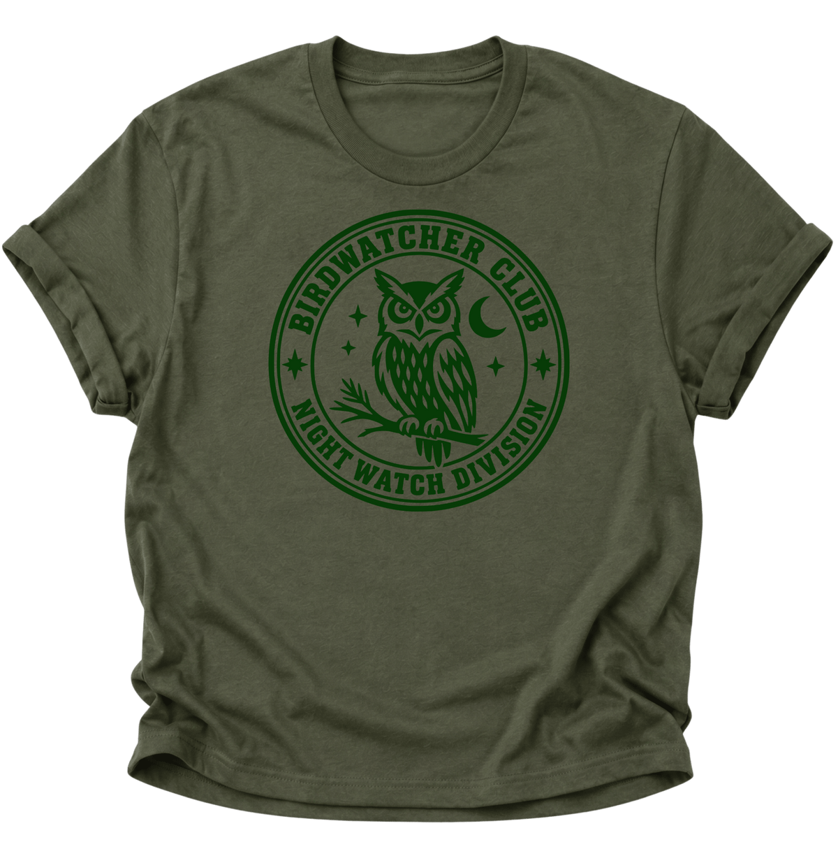 Birdwatcher Club Eule Unisex T-Shirt Military Green - PINE & RIVER