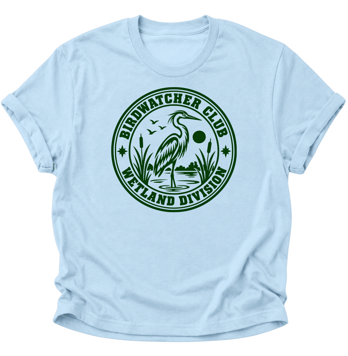 Birdwatcher Club Reiher Unisex T-Shirt Light Blue - PINE & RIVER