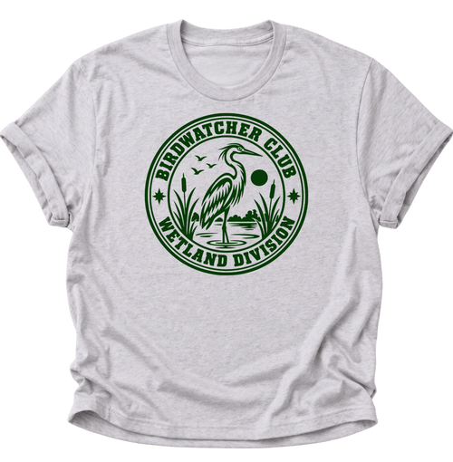 Birdwatcher Club Reiher Unisex T-Shirt Ash Grey - PINE & RIVER