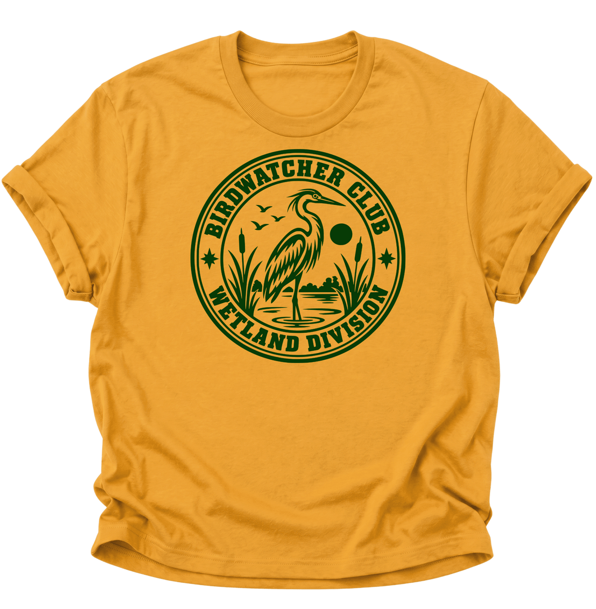 Birdwatcher Club Reiher Unisex T-Shirt Gelb - PINE & RIVER