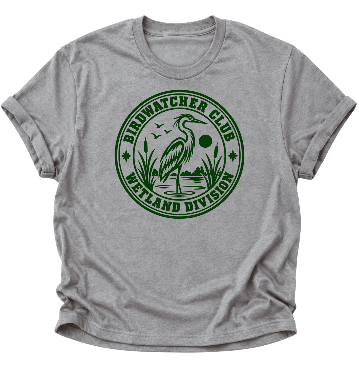 Birdwatcher Club Reiher Unisex T-Shirt Sport Grey - PINE & RIVER