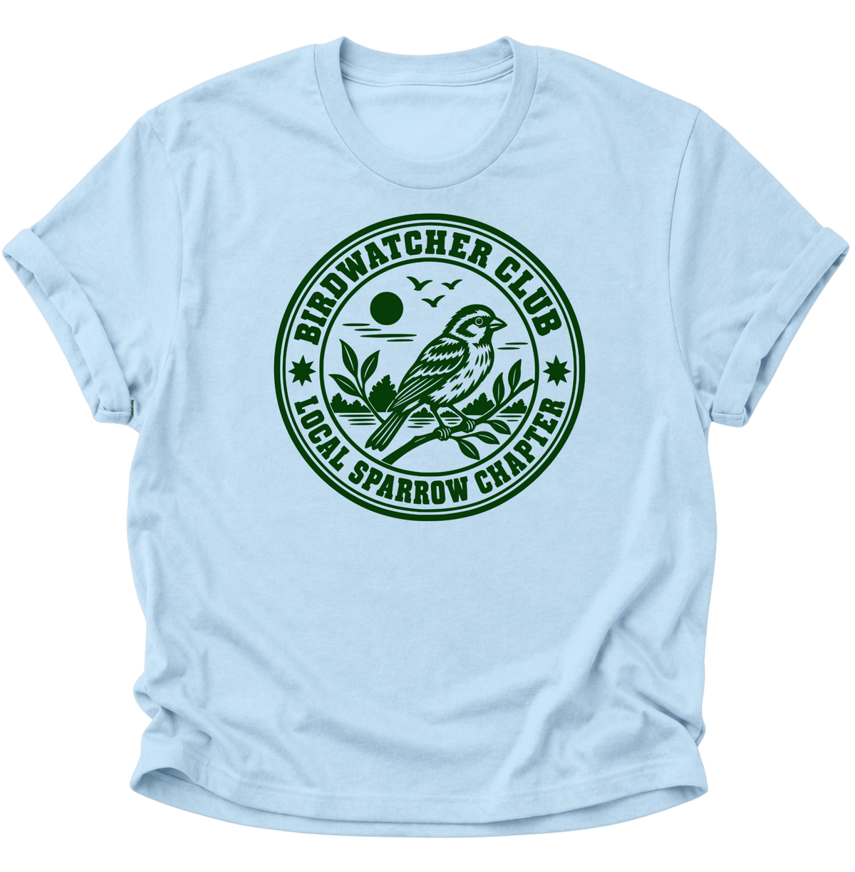 Birdwatcher Club Spatz Unisex T-Shirt Light Blue - PINE & RIVER