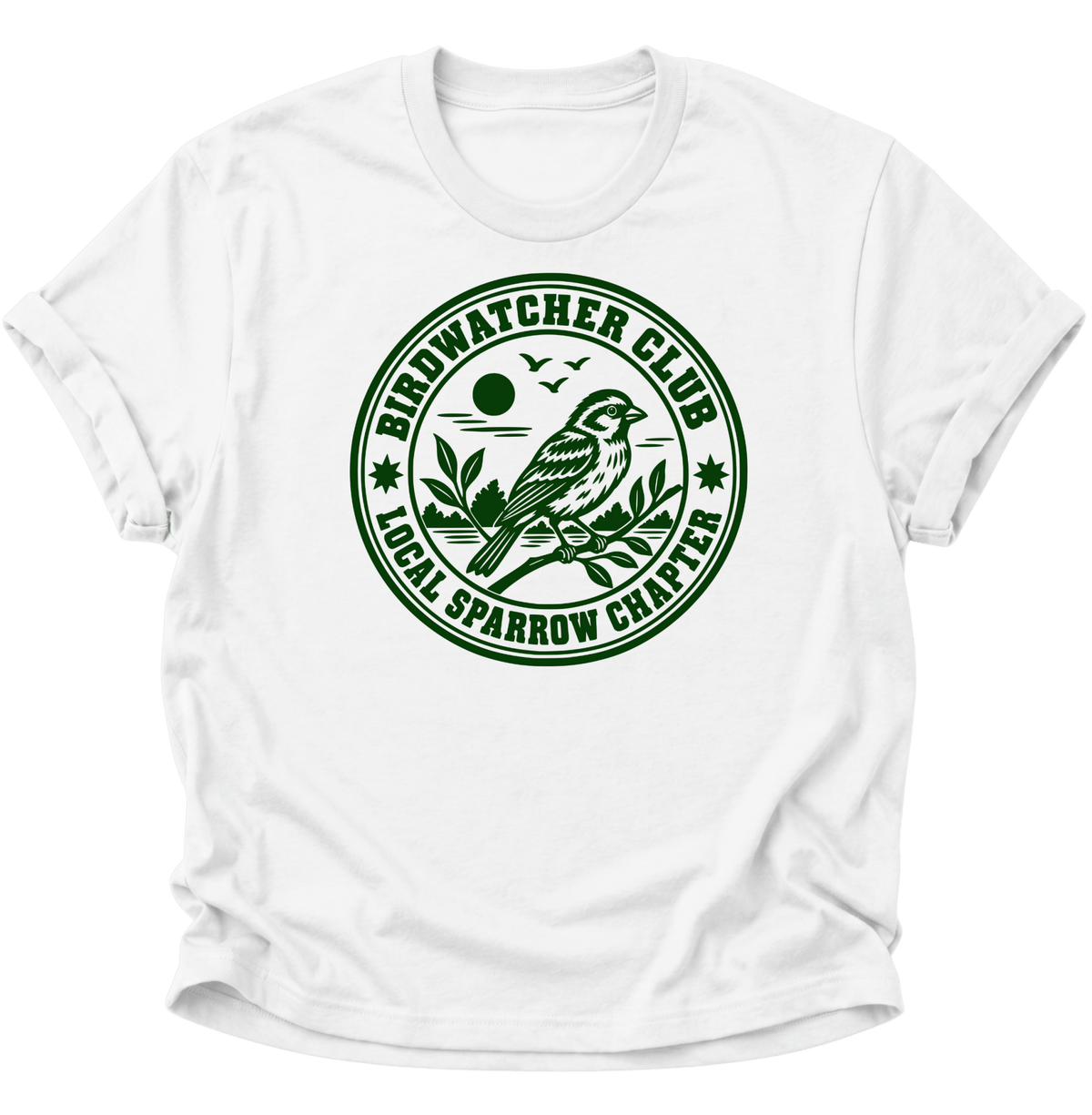 Birdwatcher Club Spatz Unisex T-Shirt Weiß - PINE & RIVER