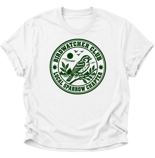 Birdwatcher Club Spatz Unisex T-Shirt Weiß - PINE & RIVER