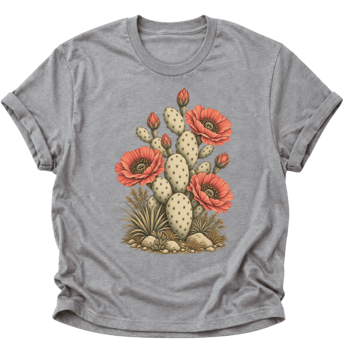 Blühender Feigenkaktus Unisex T-Shirt Sport Grey - PINE & RIVER