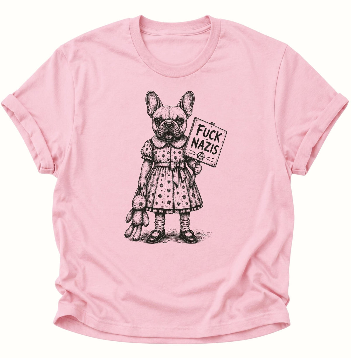 Bulldogge gegen Rechts Unisex T-Shirt Light Pink - PINE & RIVER