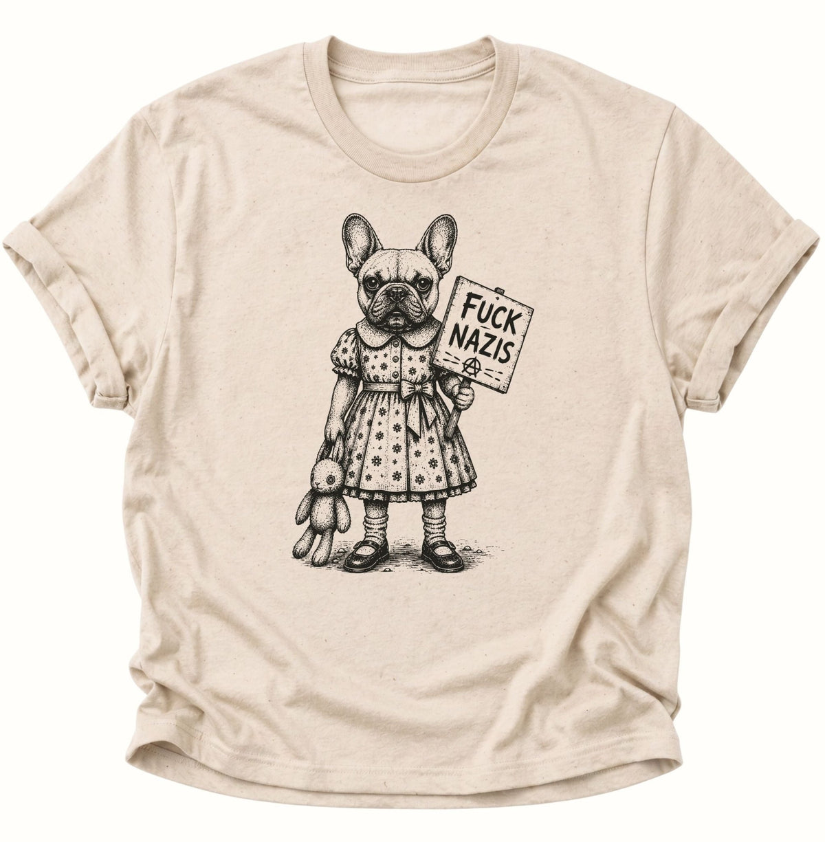 Bulldogge gegen Rechts Unisex T-Shirt Nature - PINE & RIVER