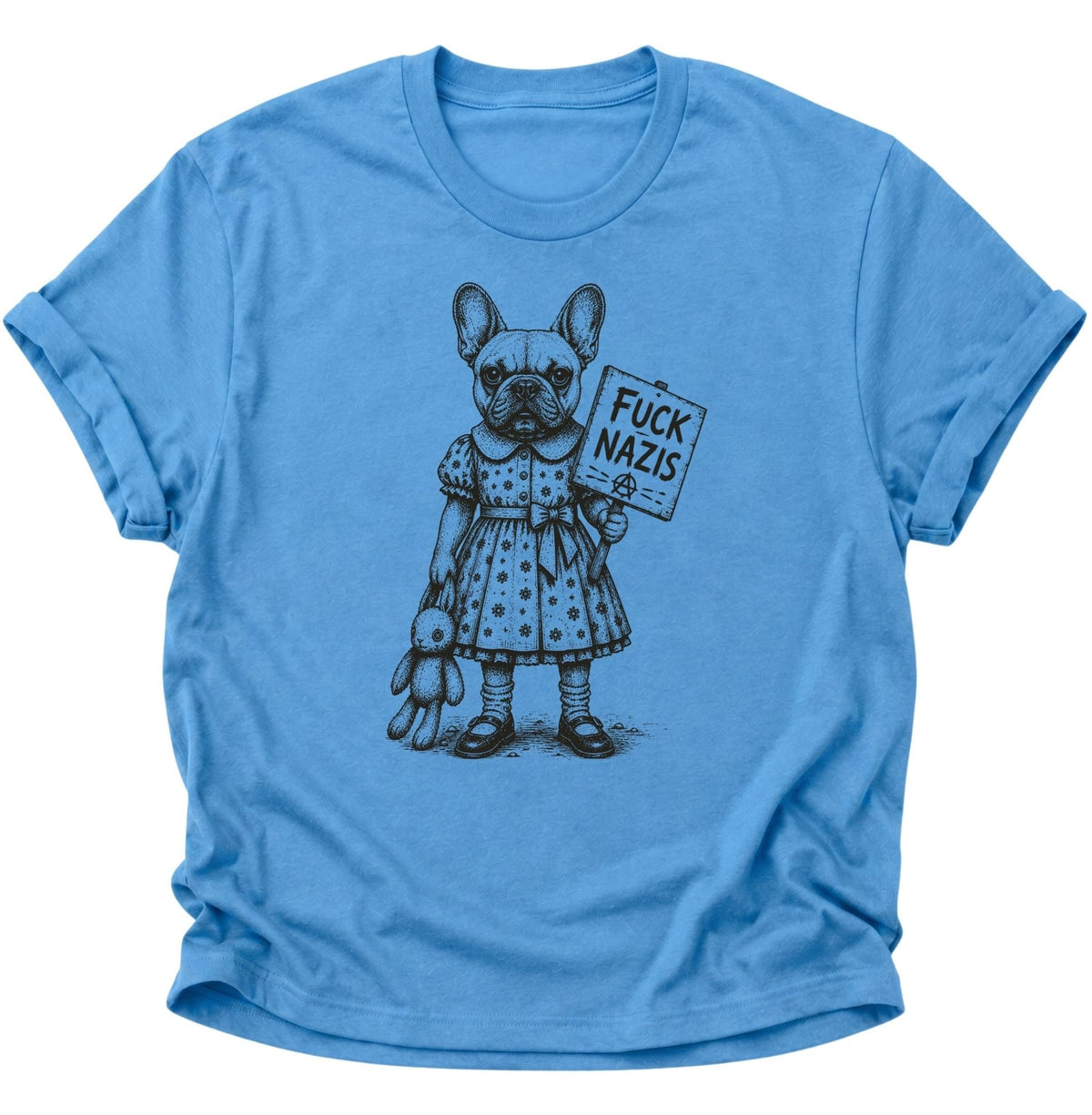 Bulldogge gegen Rechts Unisex T-Shirt Carolina Blue - PINE & RIVER