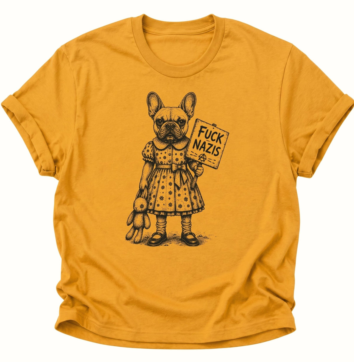 Bulldogge gegen Rechts Unisex T-Shirt Gelb - PINE & RIVER