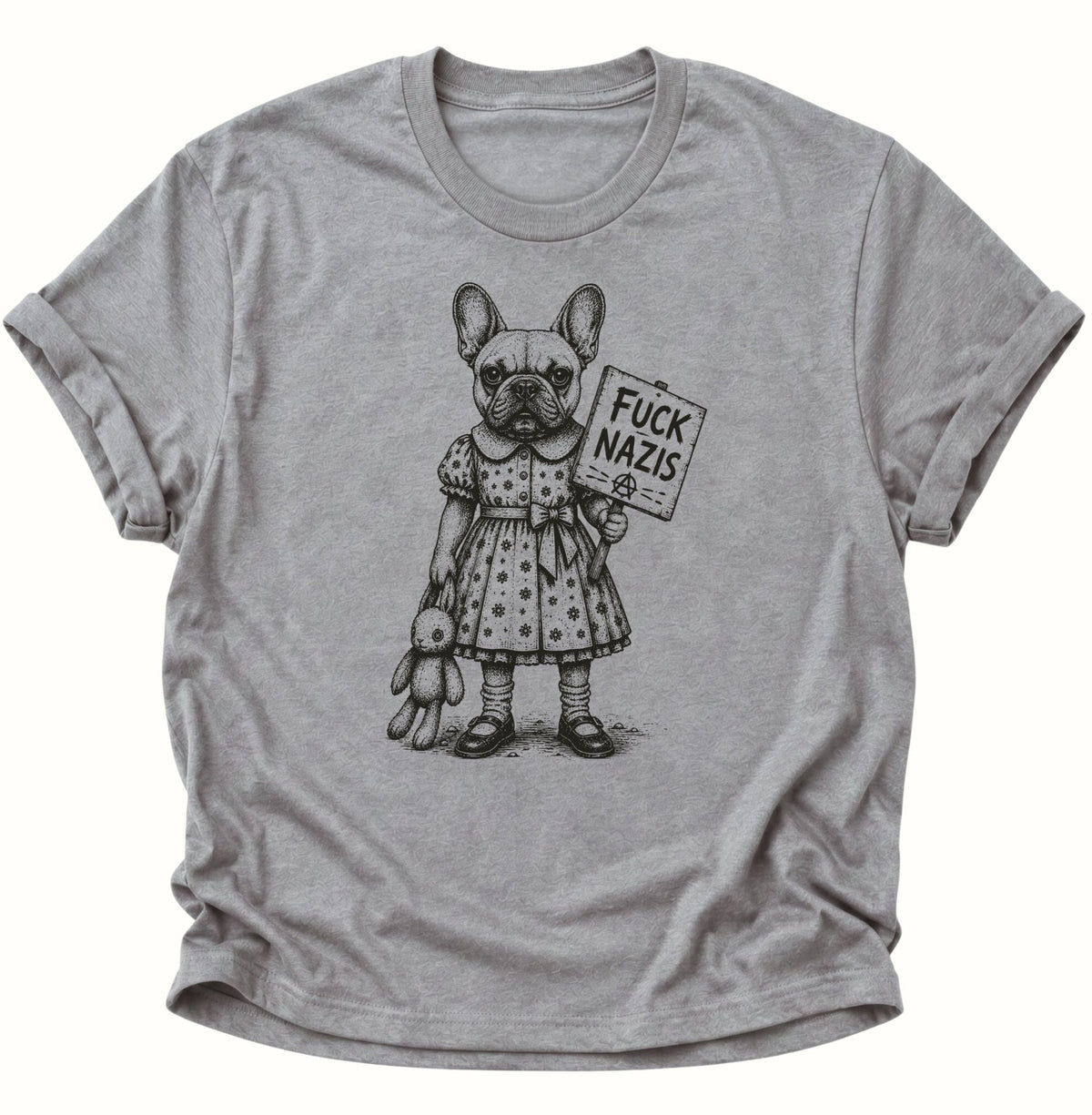Bulldogge gegen Rechts Unisex T-Shirt Sport Grey - PINE & RIVER