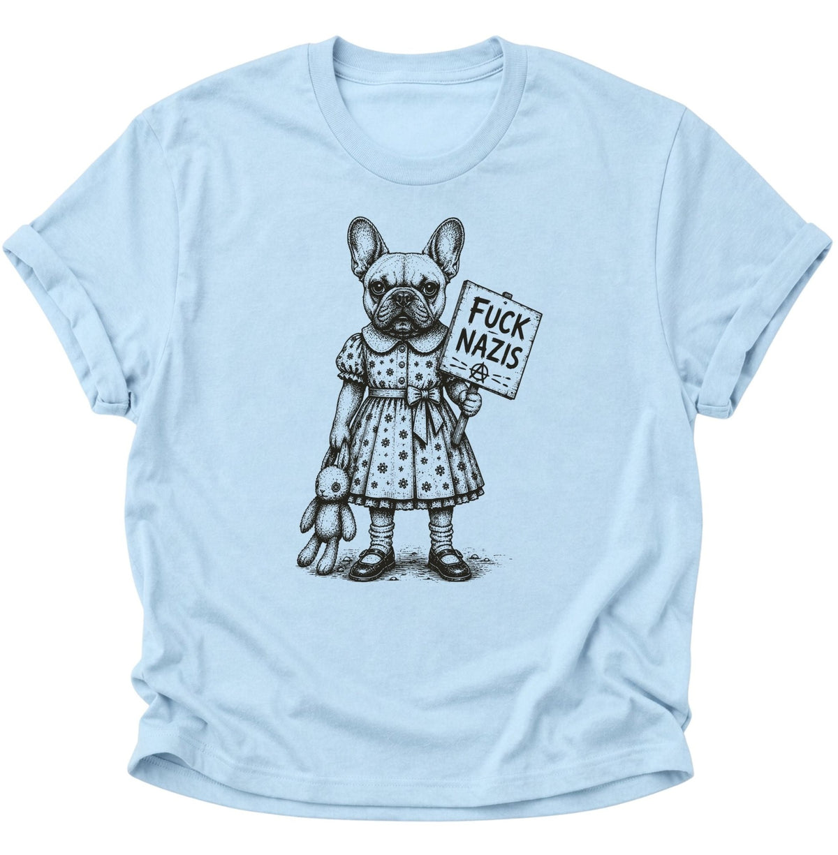 Bulldogge gegen Rechts Unisex T-Shirt Light Blue - PINE & RIVER