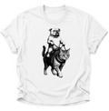 Bulldogge Reitet Katze Unisex T-Shirt Weiß - PINE & RIVER