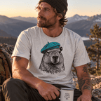 Capybara mit Baskenmütze Unisex T-Shirt Weiß - PINE & RIVER