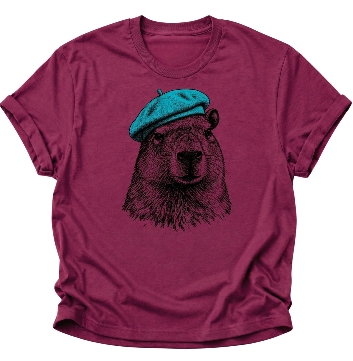 Capybara mit Baskenmütze Unisex T-Shirt Cardinal Red - PINE & RIVER