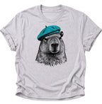 Capybara mit Baskenmütze Unisex T-Shirt Ash Grey - PINE & RIVER