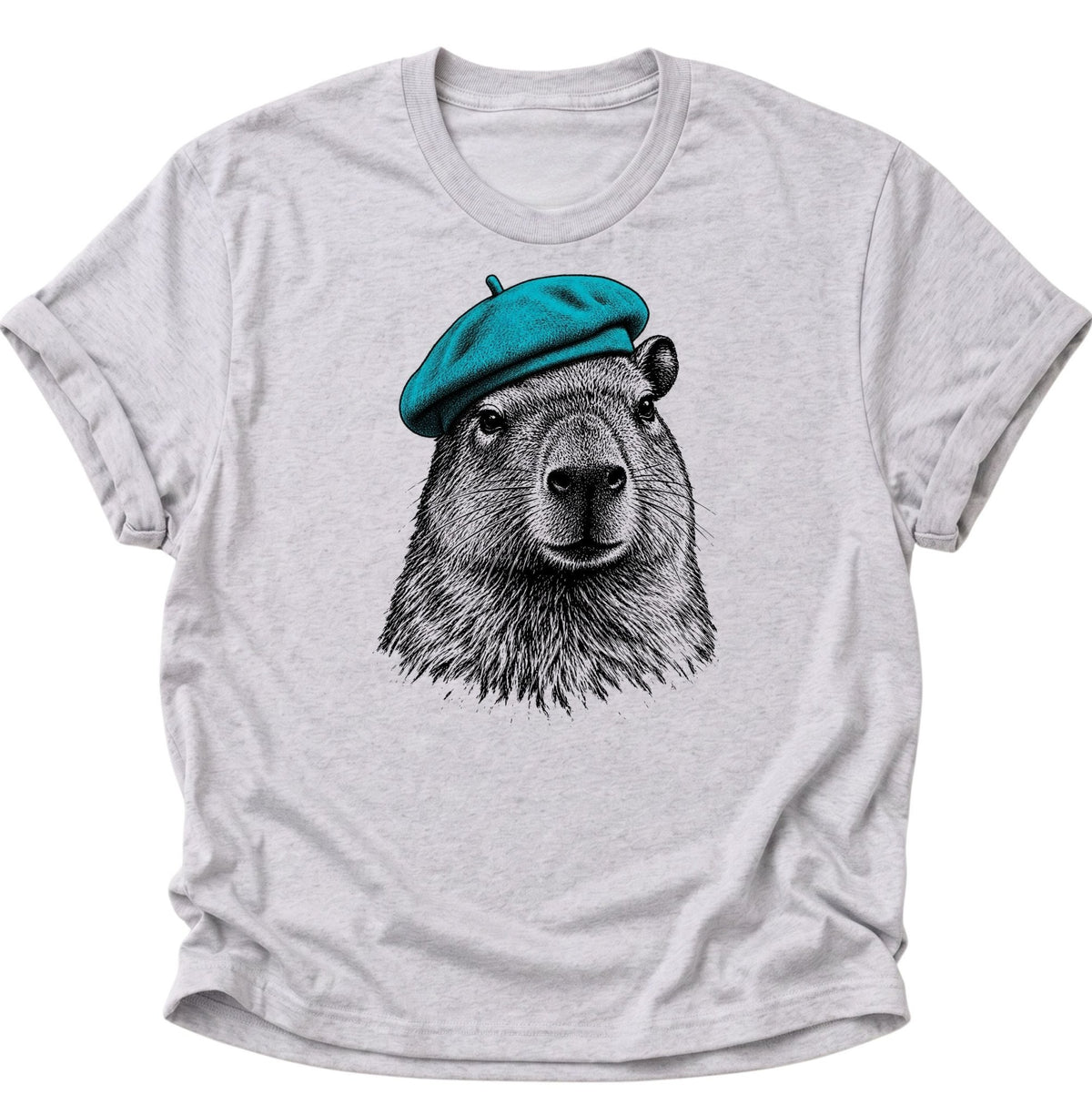 Capybara mit Baskenmütze Unisex T-Shirt Ash Grey - PINE & RIVER