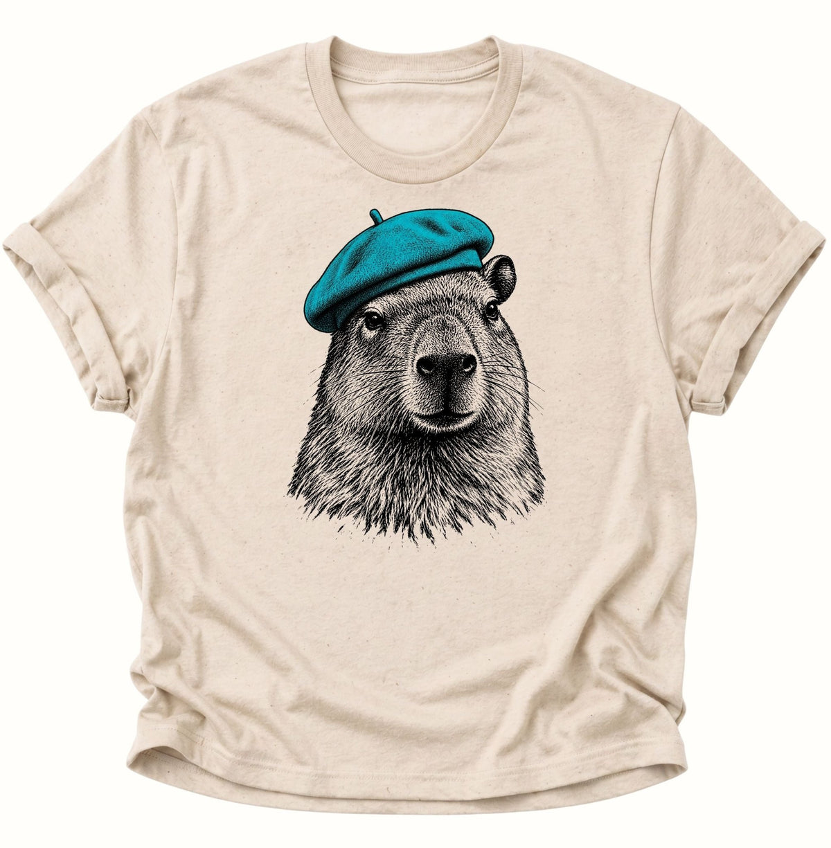 Capybara mit Baskenmütze Unisex T-Shirt Nature - PINE & RIVER