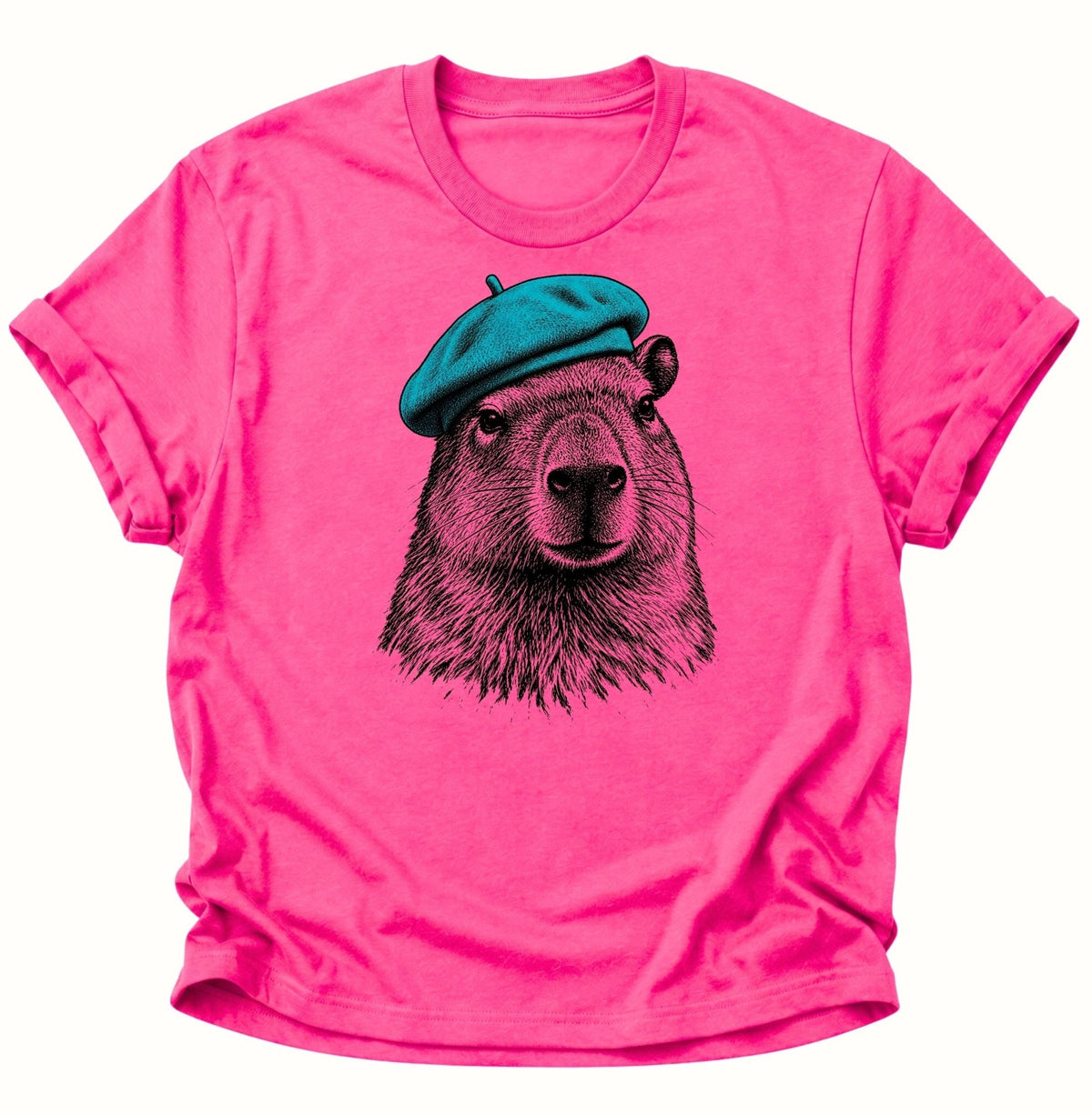 Capybara mit Baskenmütze Unisex T-Shirt Heliconia - PINE & RIVER