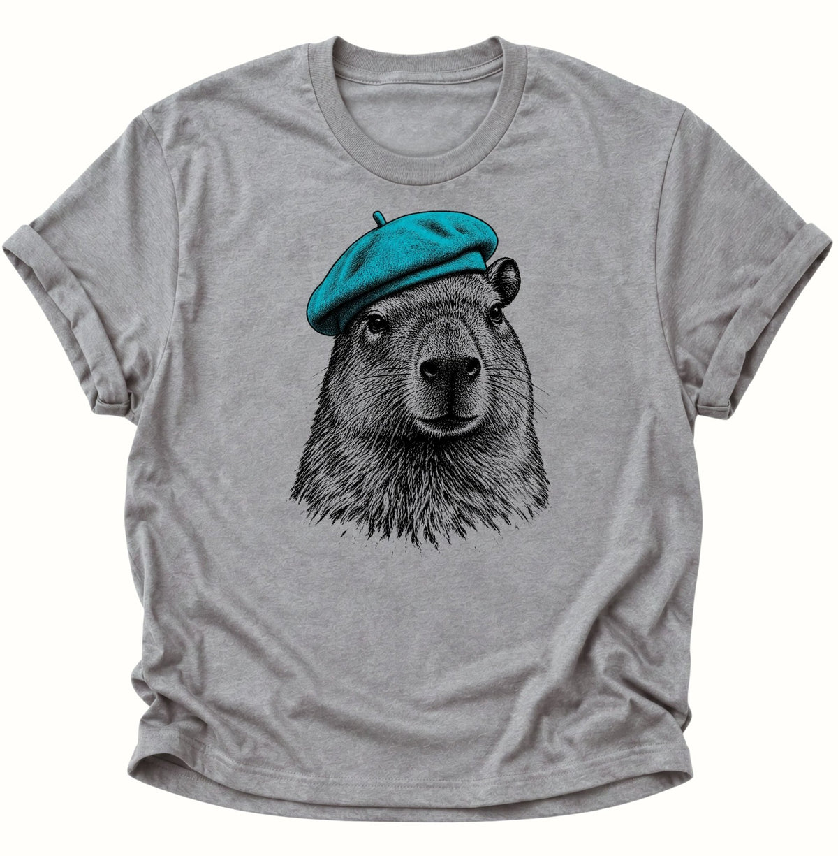 Capybara mit Baskenmütze Unisex T-Shirt Sport Grey - PINE & RIVER