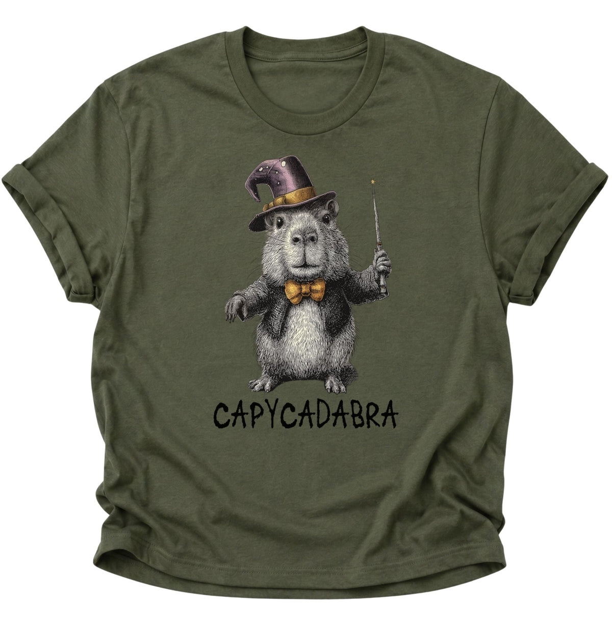 Capycadabra Zauberer-Capybara Unisex T-Shirt Military Green - PINE & RIVER