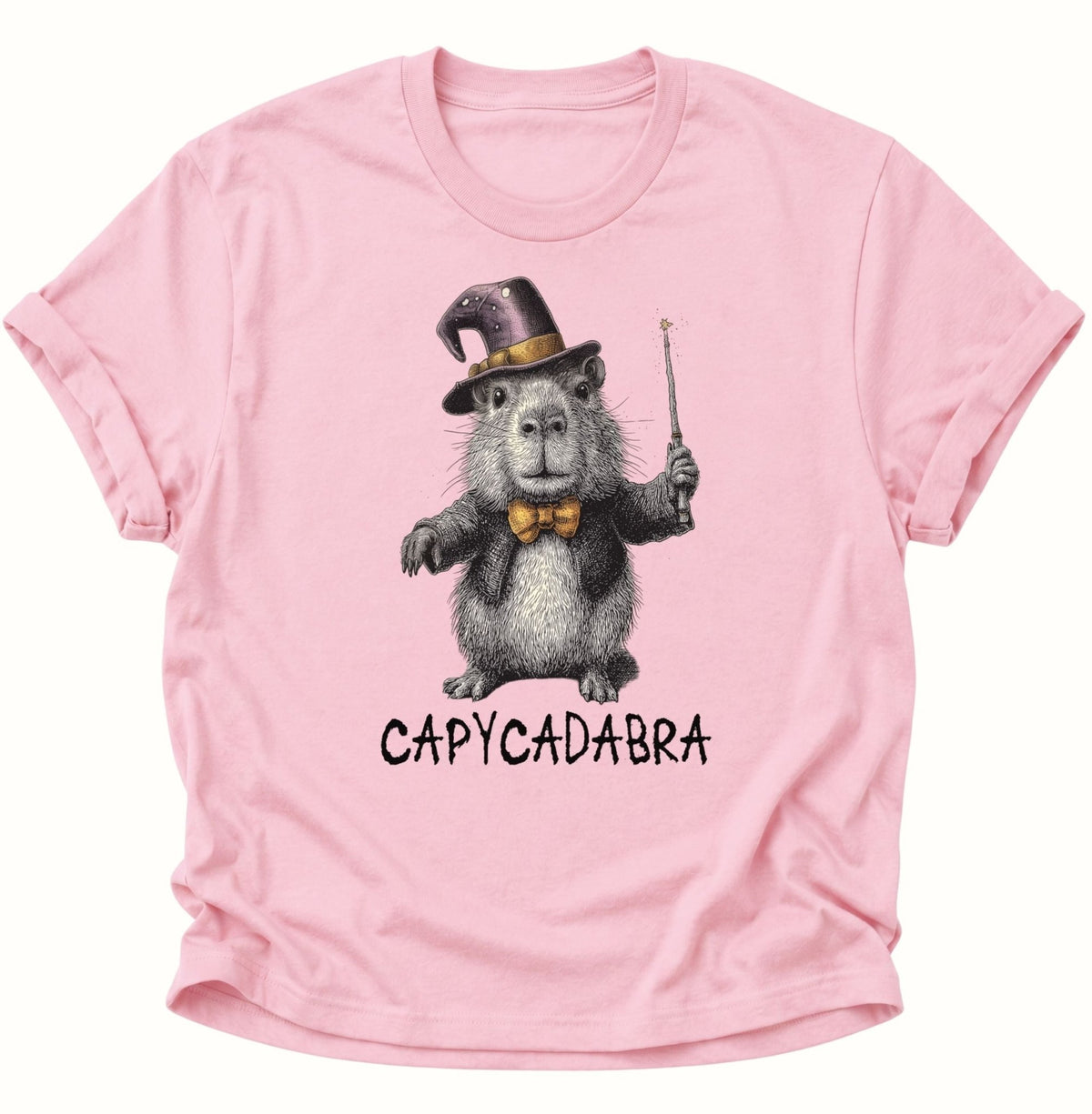 Capycadabra Zauberer-Capybara Unisex T-Shirt Light Pink - PINE & RIVER