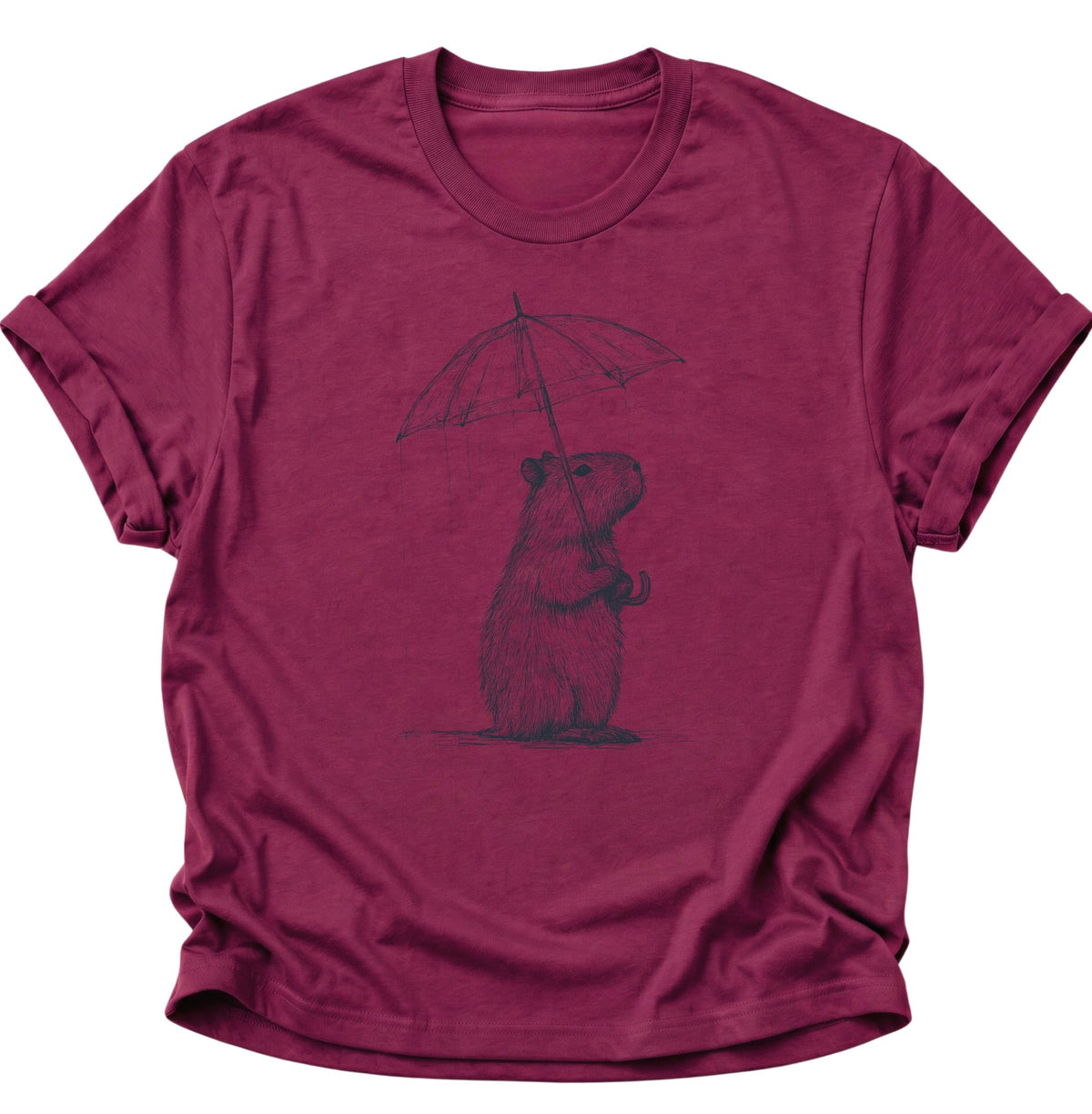 Capybara mit Regenschirm Unisex T-Shirt Cardinal Red - PINE & RIVER